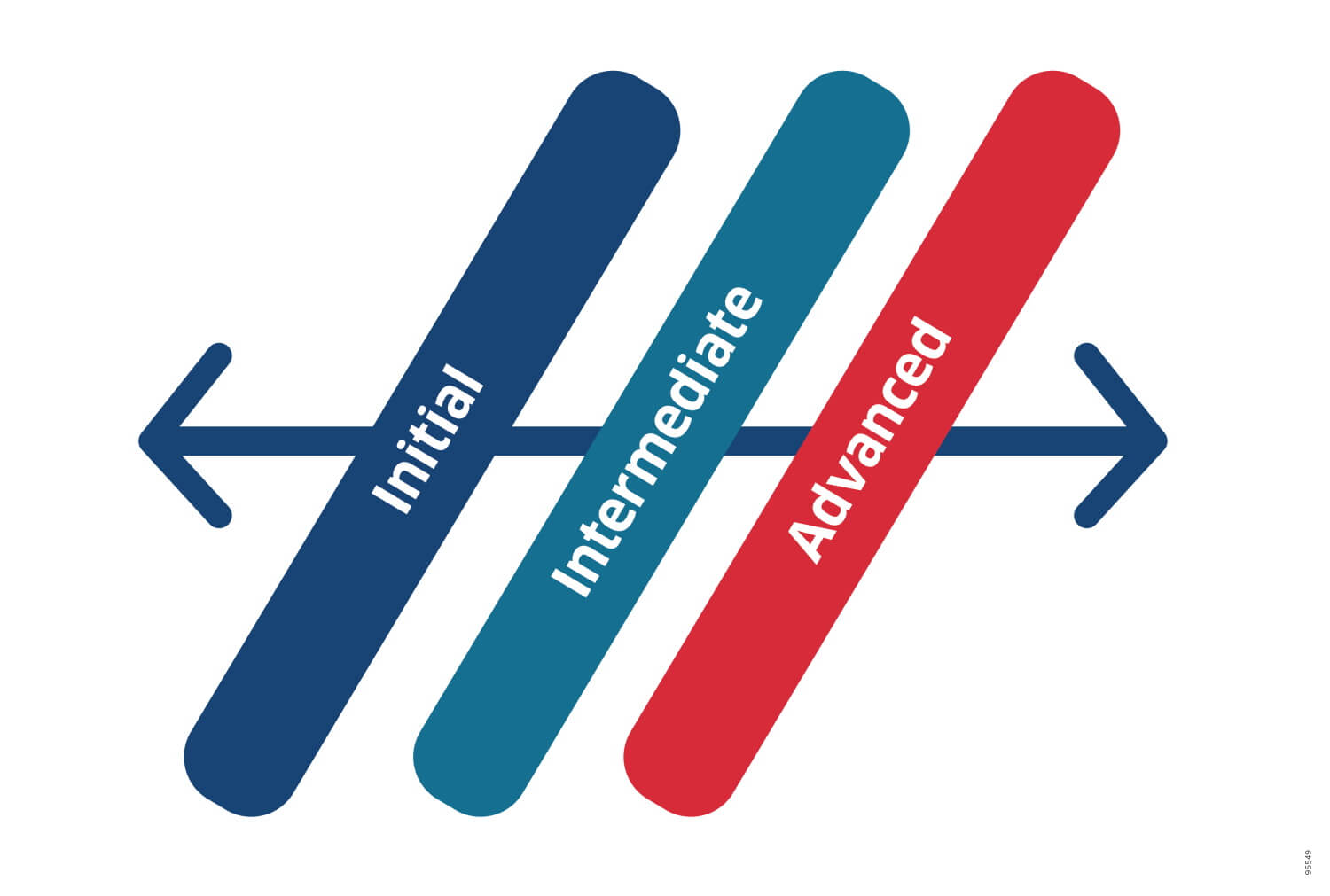 Diagram showing the progression from the initial stage through to the advanced stage