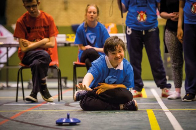 A-child-is-enjoying-playing-in-the-competition-at-the-Tyneside-Regional-Panathlon