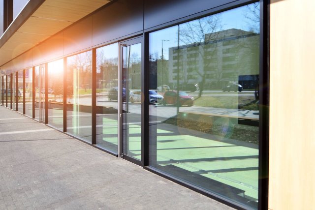 Panoramic windows of new commercial premises