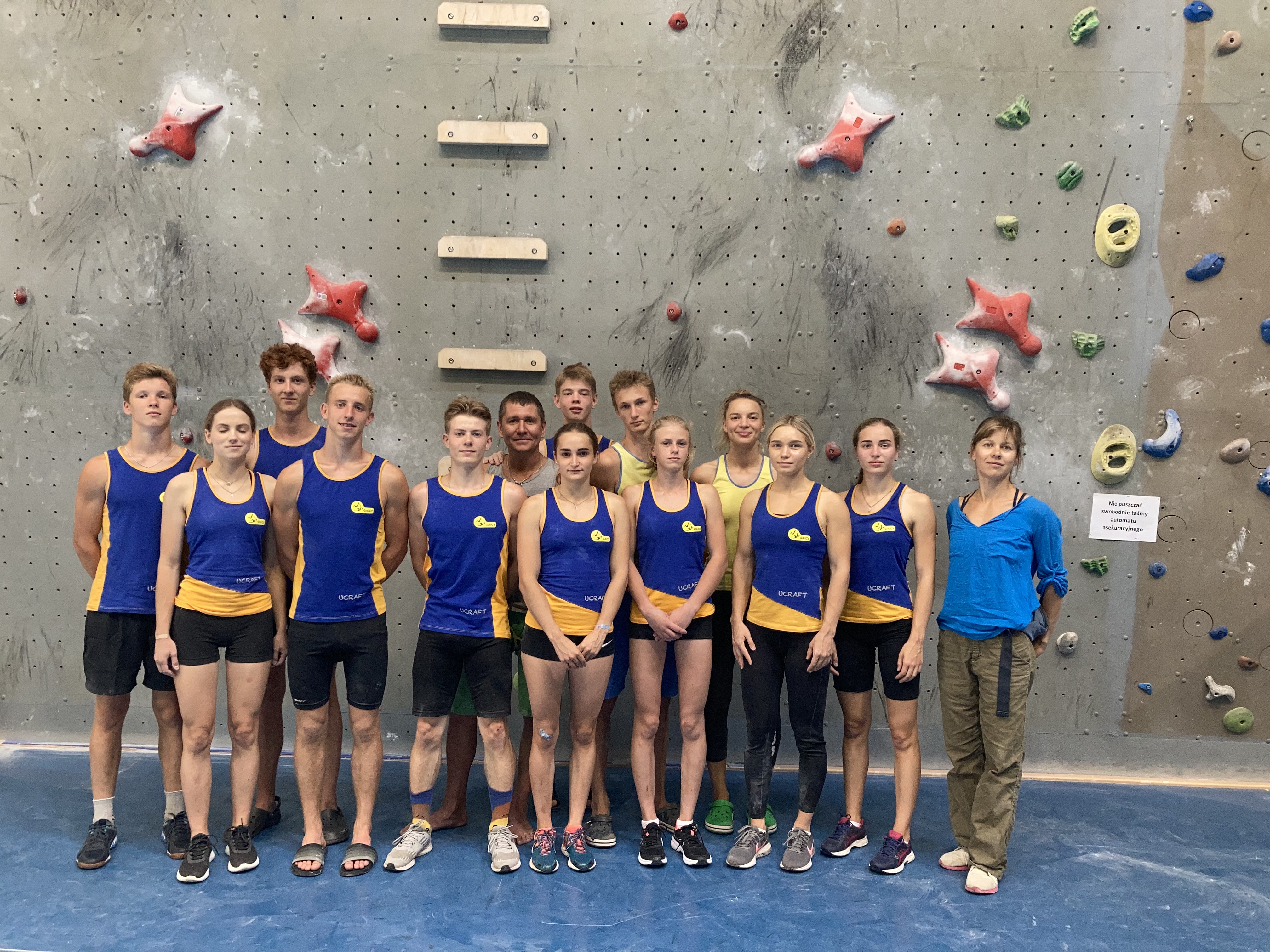 Climbing coach Nastasiya Uvarova  alongside a team representing Ukraine